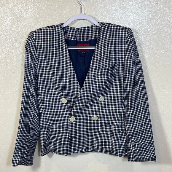 SASSON plaid jacket size 8 - Picture 3 of 7
